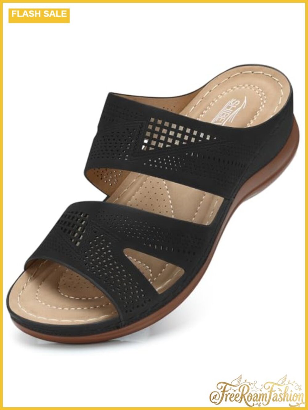Women's Wedge Sandals Slip On Open Toe Faux Leather Dressy Summer Shoes